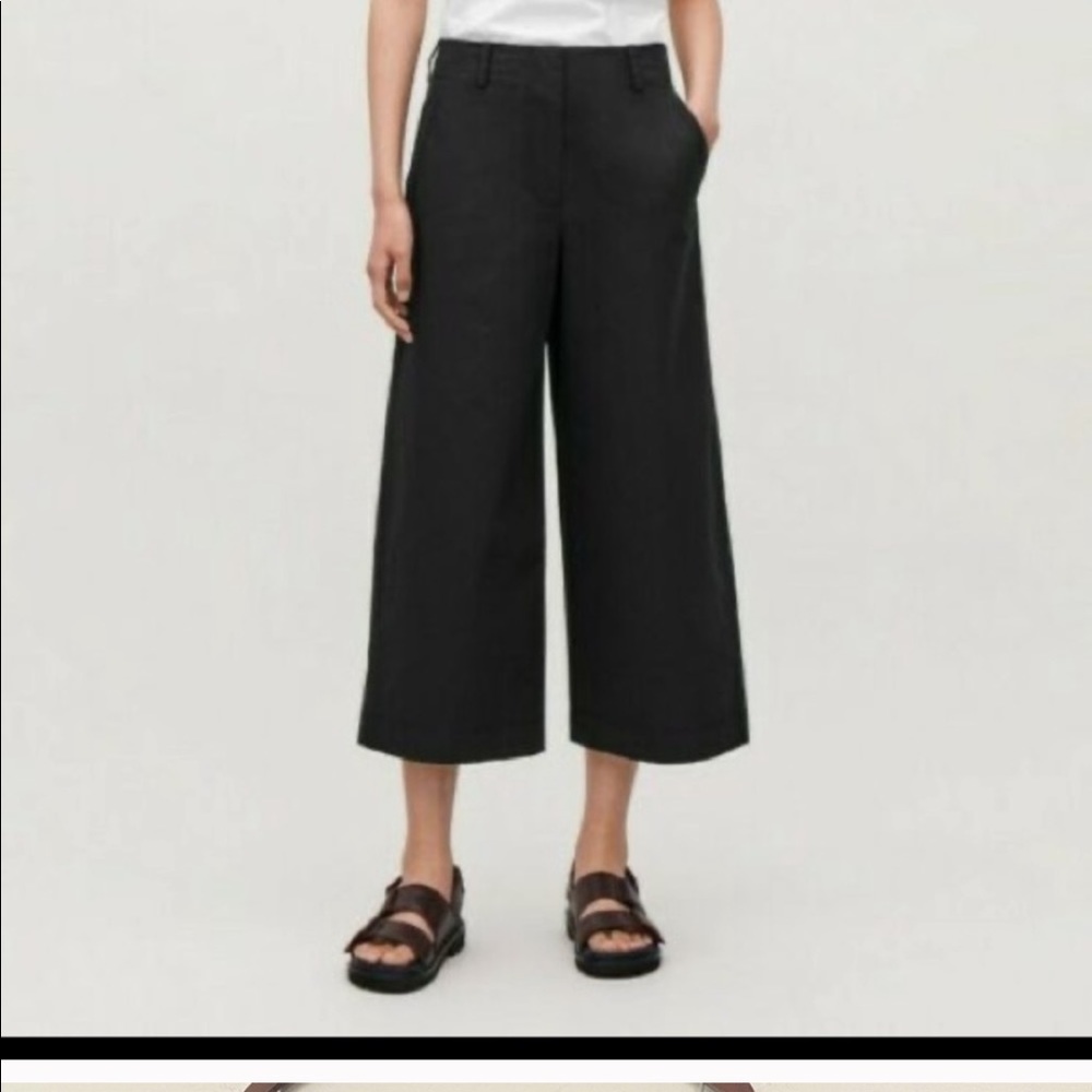 COS high waisted flare wide leg cropped dress pants sz 2